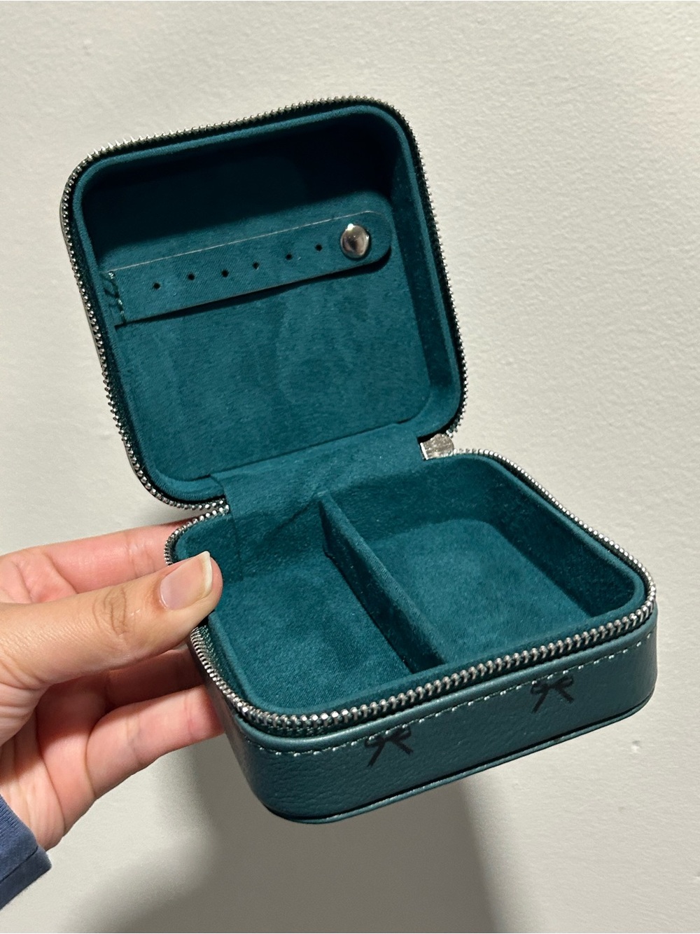Travel Jewelry Case in Teal - Compact Zippered Organizer